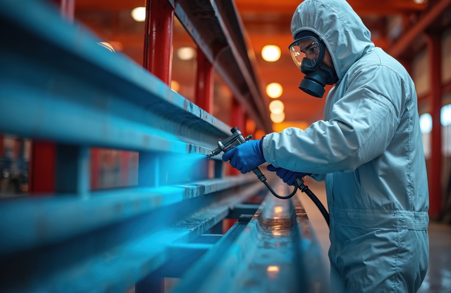 electrostatic painting expert at work