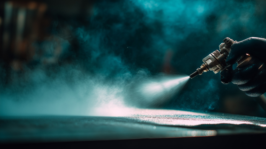 electrostatic coating on metal with spray gun